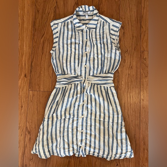 Derek Lam Dresses & Skirts - DEREK LAM 4 Crosby Dress Women Blue Stripe Shirtdress Snap Front Cap Sleeve